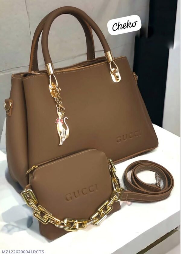 Girls PU Leather Plain Hand Bag Set