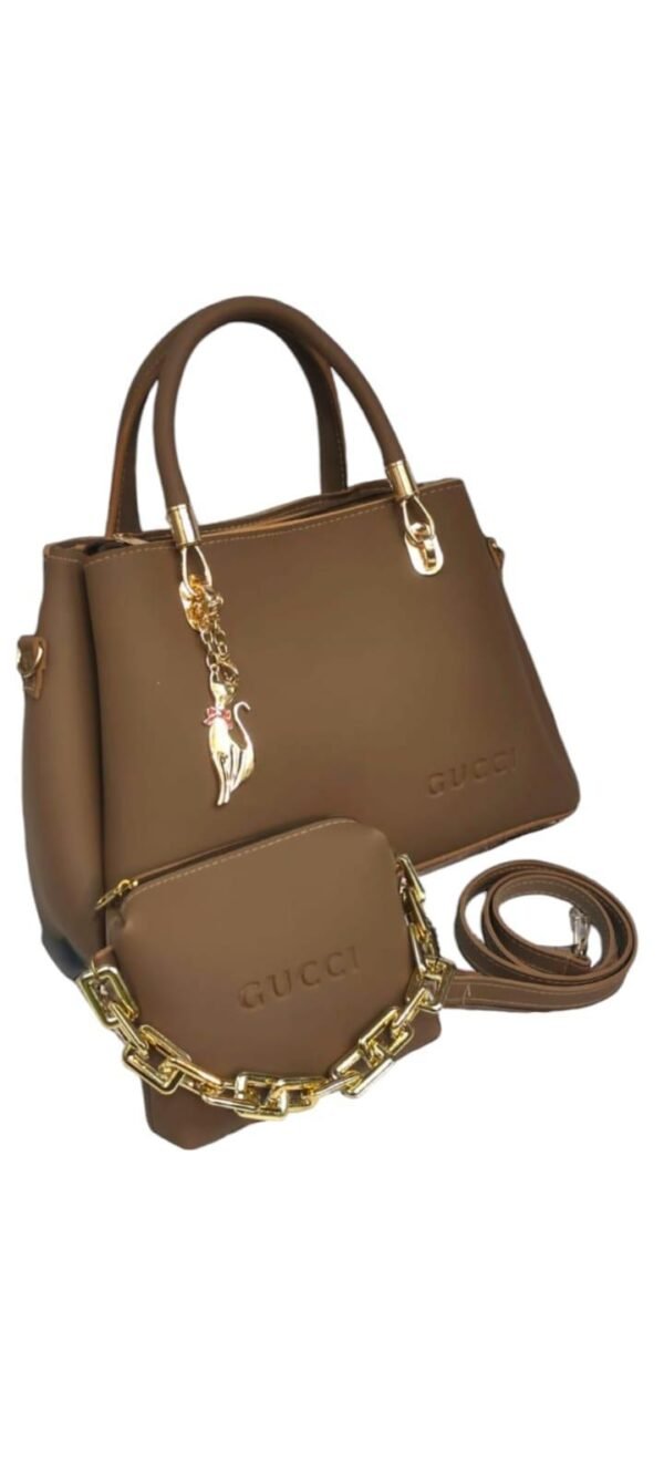 Girls PU Leather Plain Hand Bag Set - Image 3