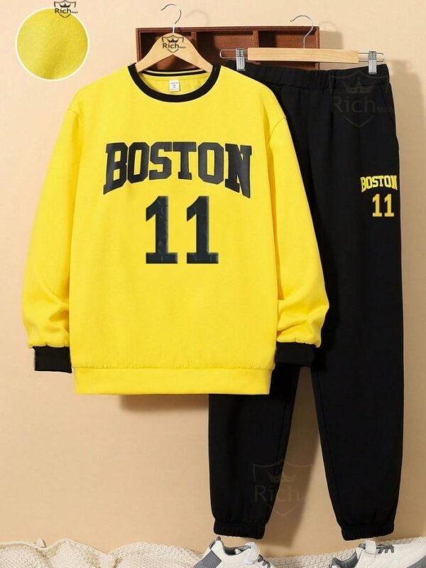 2 Pcs Unisex Fleece Printed sweatshirt Track Suit - Image 2